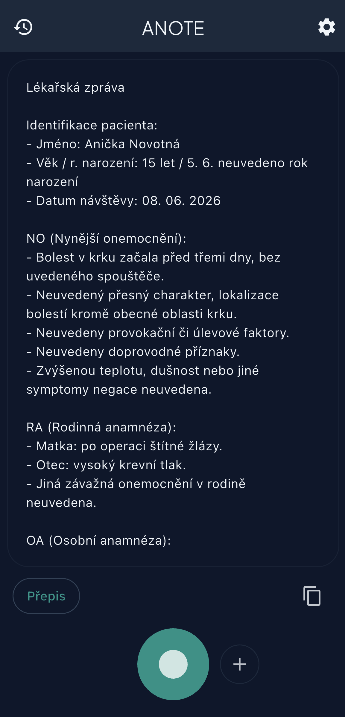 Medical report
